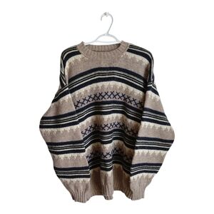 Vintage 90s Y2K United Colors Of Benneton Cross Stitched Knit Sweater XL Grandpa